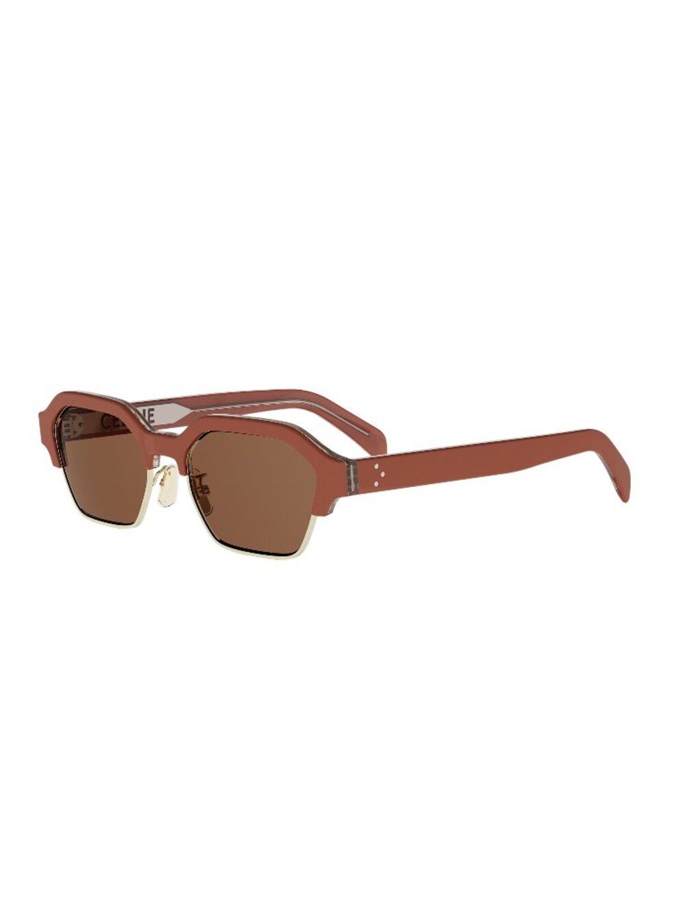 New CELINE Men's Sunglasses Acetate Frame COMBI CL40344U 47E 53 Brown Geometric